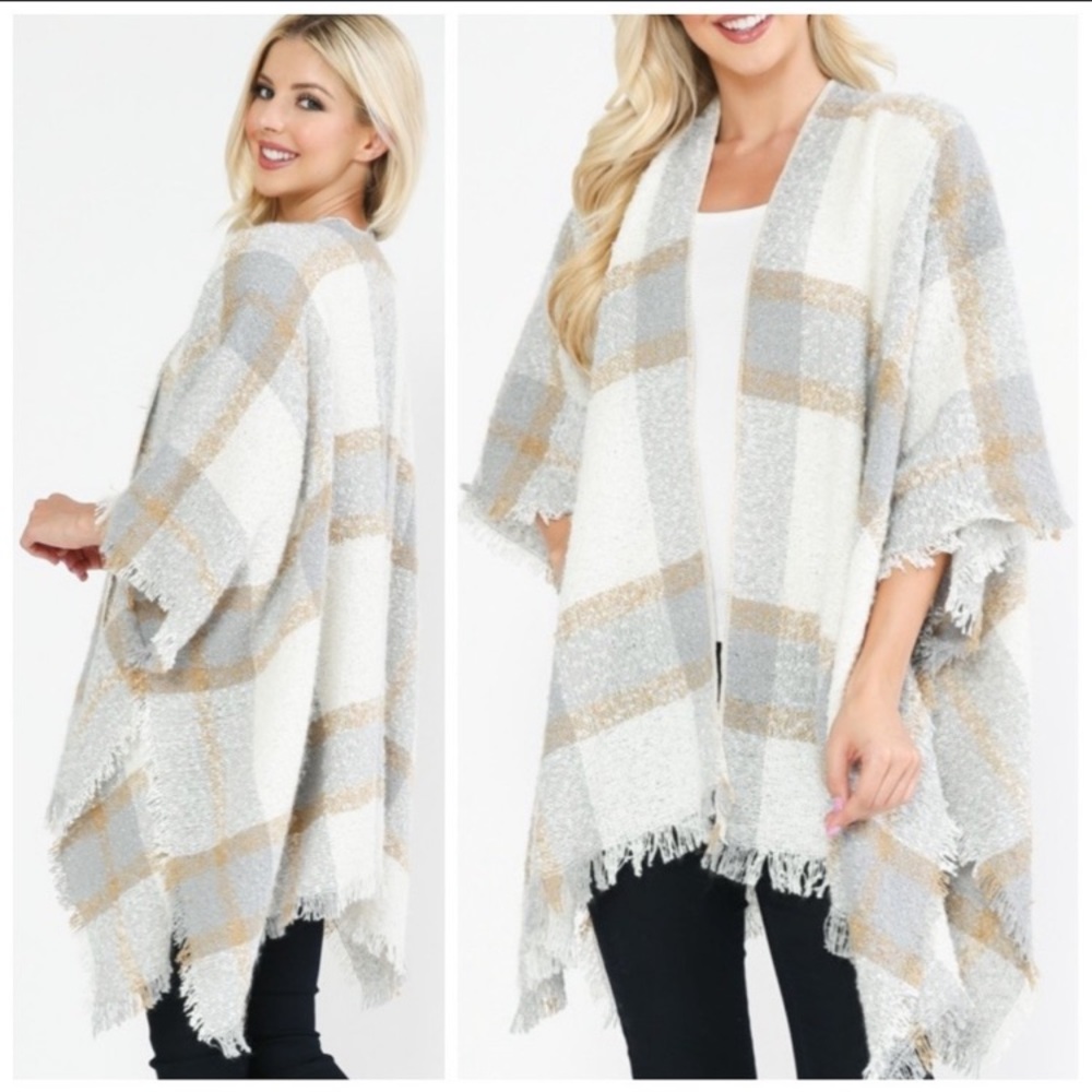 Grey plaid cardigans